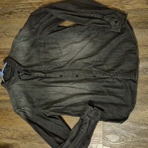 Highlander Dark Gray Denim Cotton Mens Sz Large Button Up Shirt